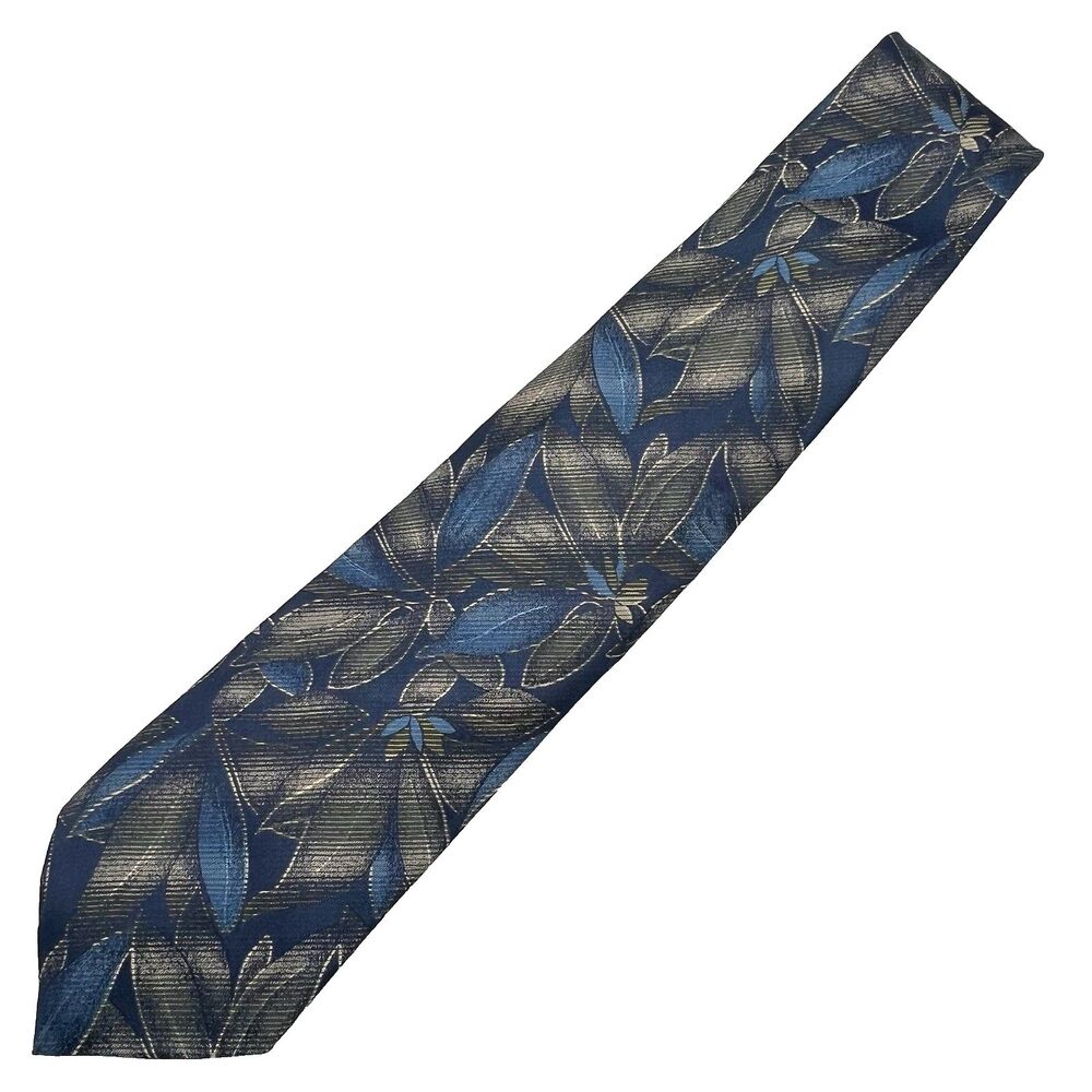 100% Silk  Neck Tie Tropicalo by Tango 4" Wide Blue Tropical Floral Motif